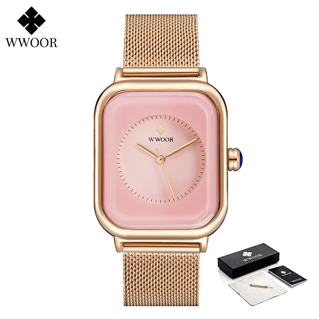 Fashion Women Watches 2023 WWOOR White Leather