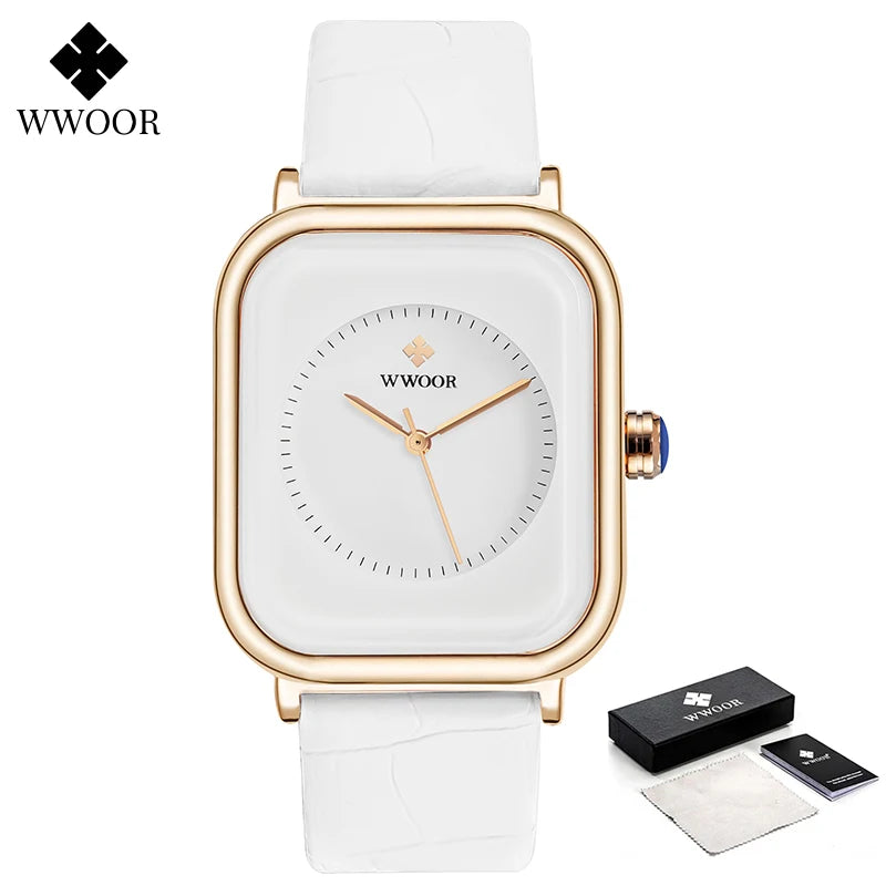 Fashion Women Watches 2023 WWOOR White Leather