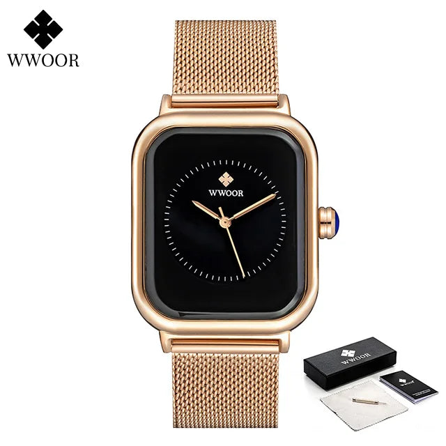Fashion Women Watches 2023 WWOOR White Leather