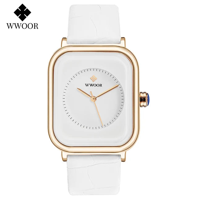 Fashion Women Watches 2023 WWOOR White Leather
