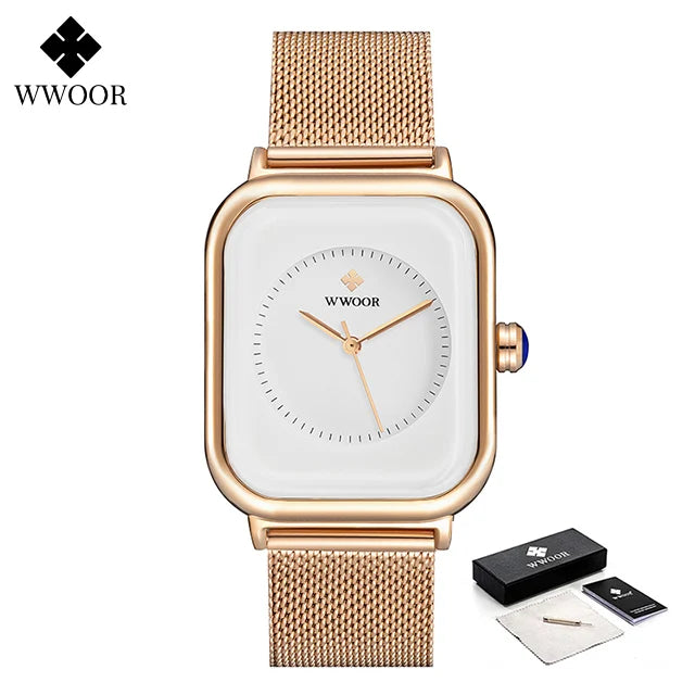 Fashion Women Watches 2023 WWOOR White Leather