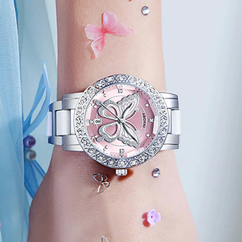Elegant Silver &pink Women's watch