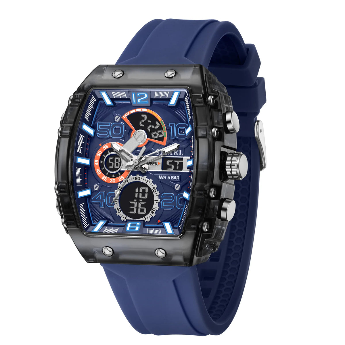 watch fashion square dual display waterproof For Men