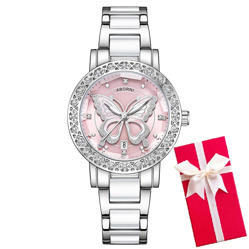 Elegant Silver &pink Women's watch