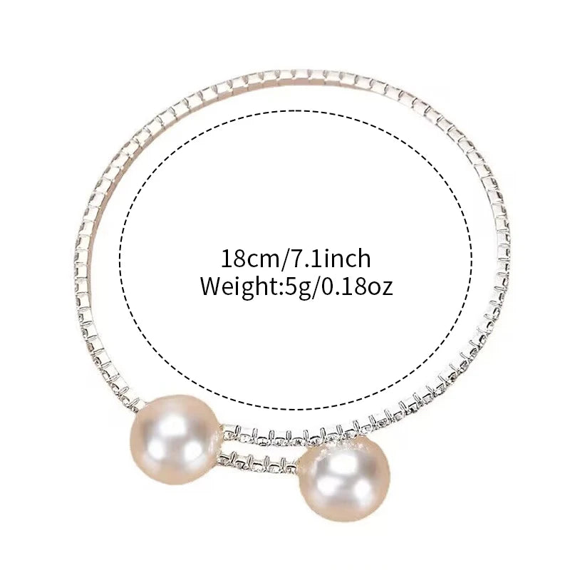 2PCS/Set Women's Watch Pearl Diamond