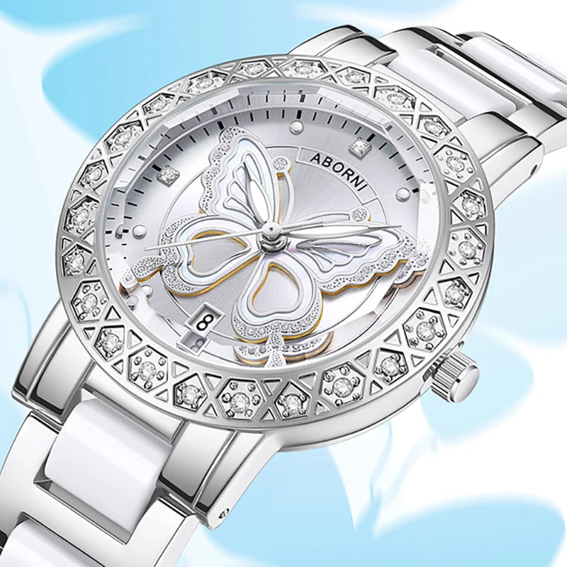 Elegant Silver &pink Women's watch