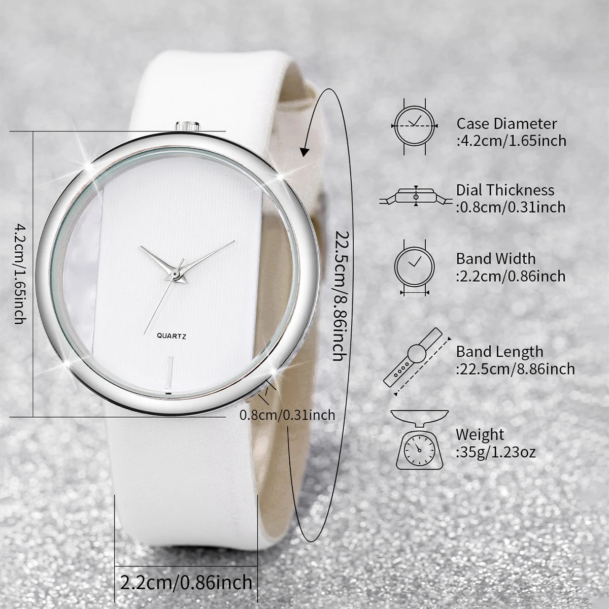 2PCS/Set Women's Watch Pearl Diamond