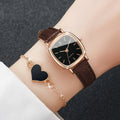 2PCS/Set Fashion Square Women Watch Leather