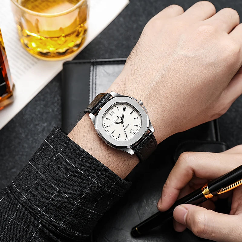 New Casual Leather Strap Men Sports Watch Quartz