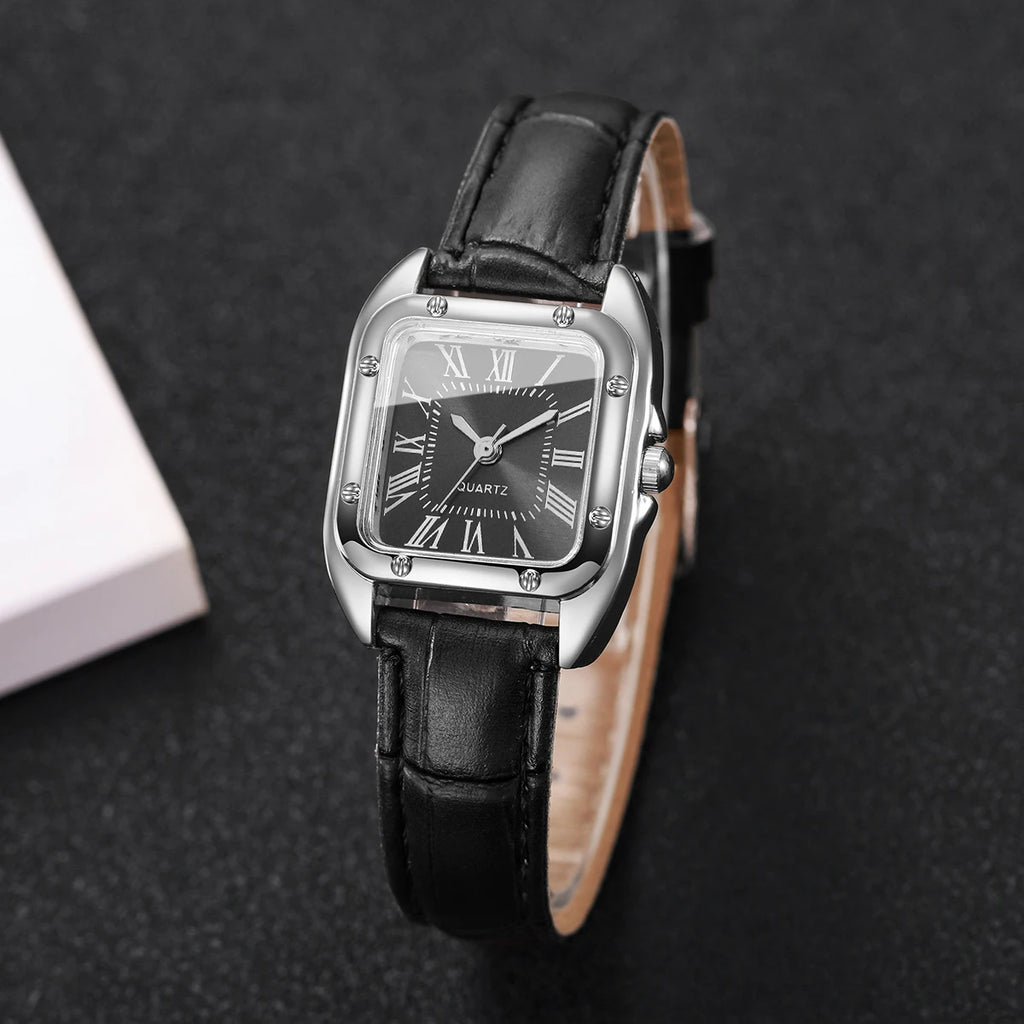 Fashion Square Women Leather Strap Ladies
