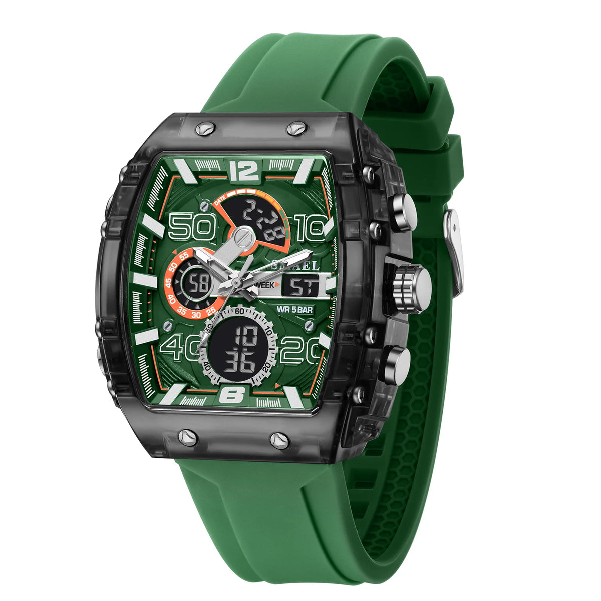 watch fashion square dual display waterproof For Men