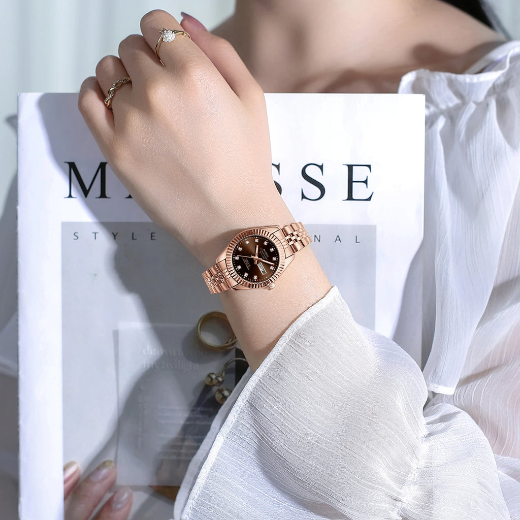 NIBOSI ROSE GOLD WOMEN'S LUXURY WATCH