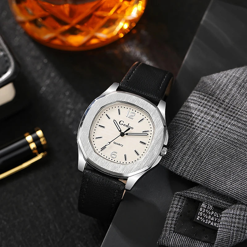 New Casual Leather Strap Men Sports Watch Quartz