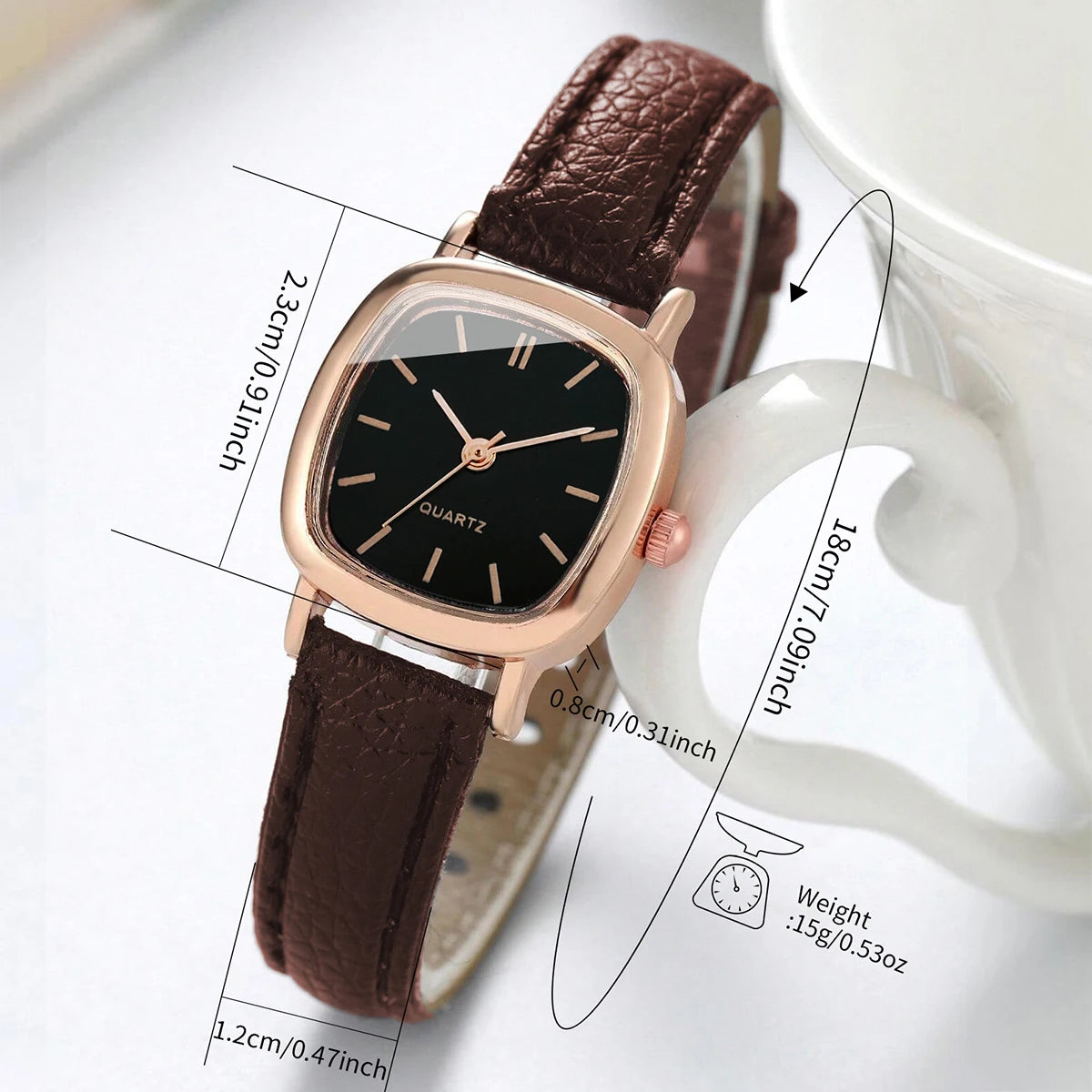 2PCS/Set Fashion Square Women Watch Leather
