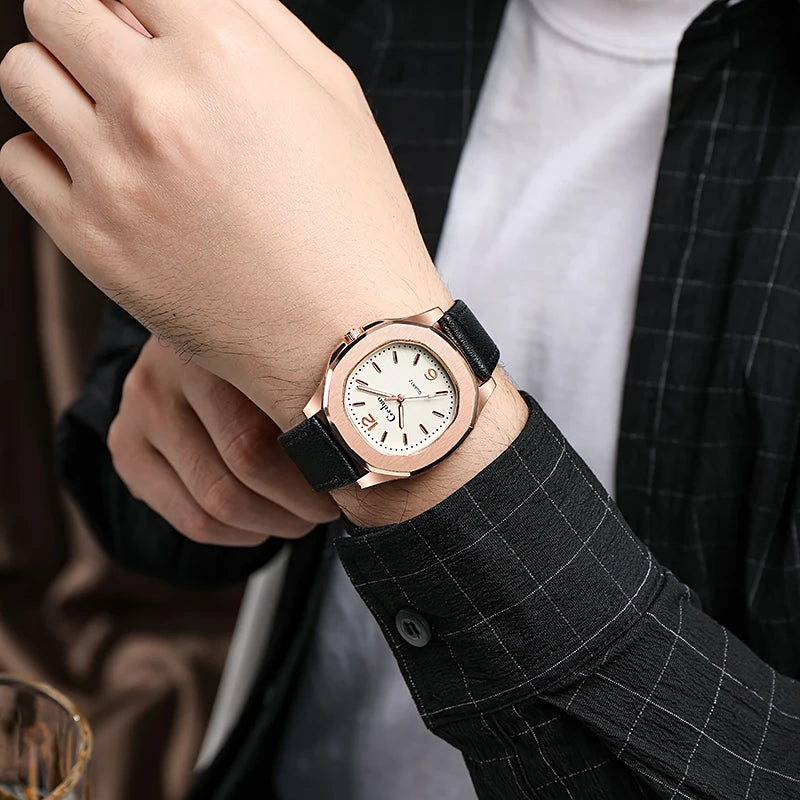 New Casual Leather Strap Men Sports Watch Quartz