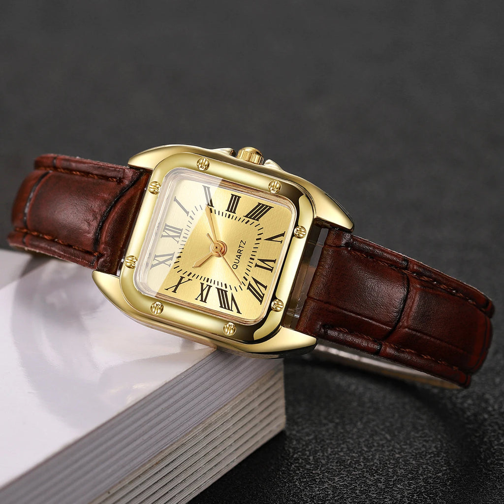Fashion Square Women Leather Strap Ladies