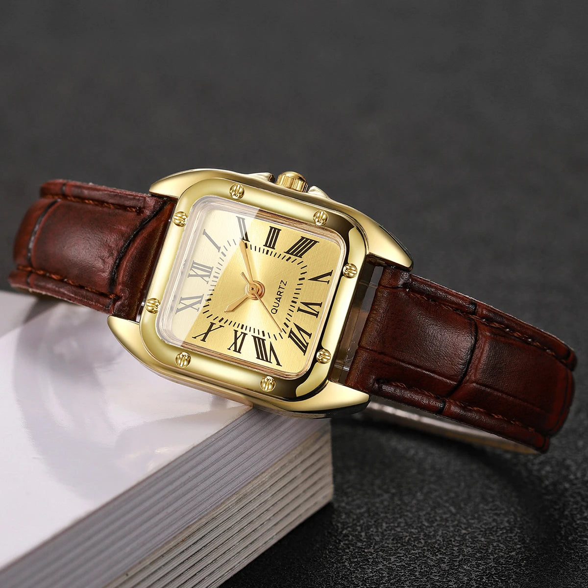 Fashion Square Women Leather Strap Ladies