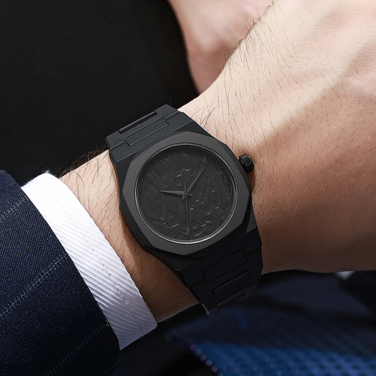 Modern Minimalist Personality Creative All-black Men's Watch