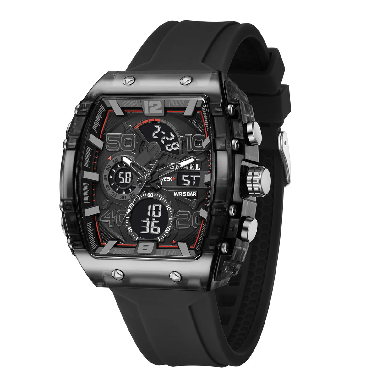 watch fashion square dual display waterproof For Men