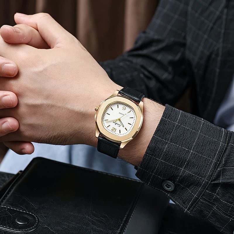 New Casual Leather Strap Men Sports Watch Quartz