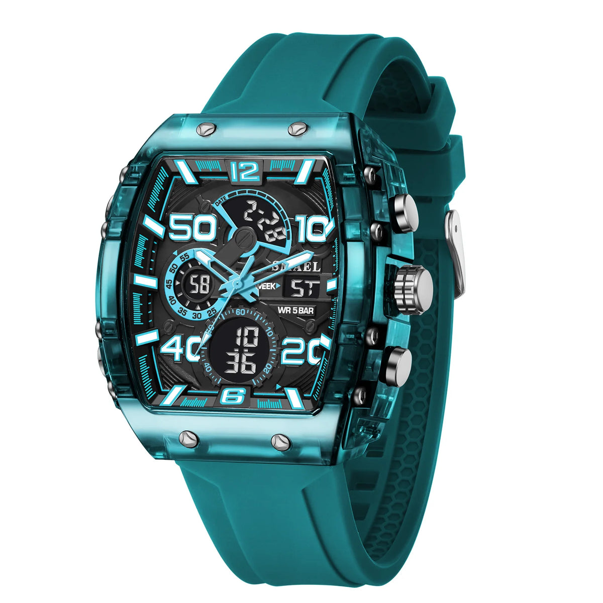 watch fashion square dual display waterproof For Men