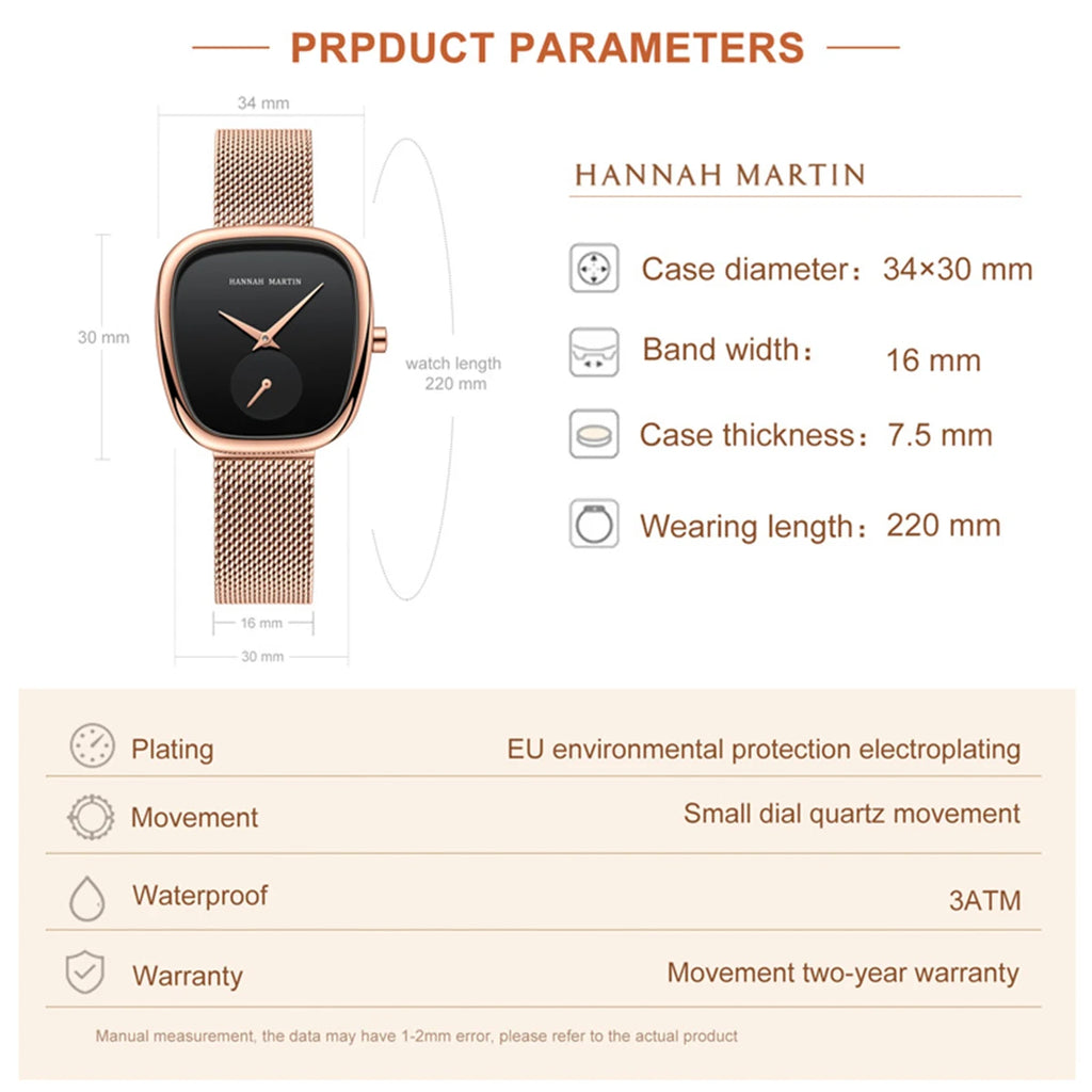 ELEGANT SQUARE WOMEN'S MESH WATCH