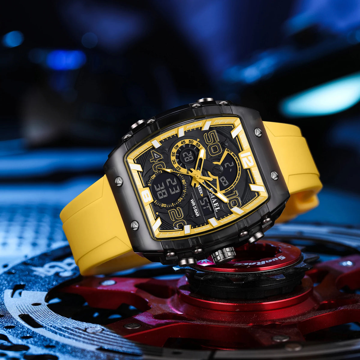 watch fashion square dual display waterproof For Men