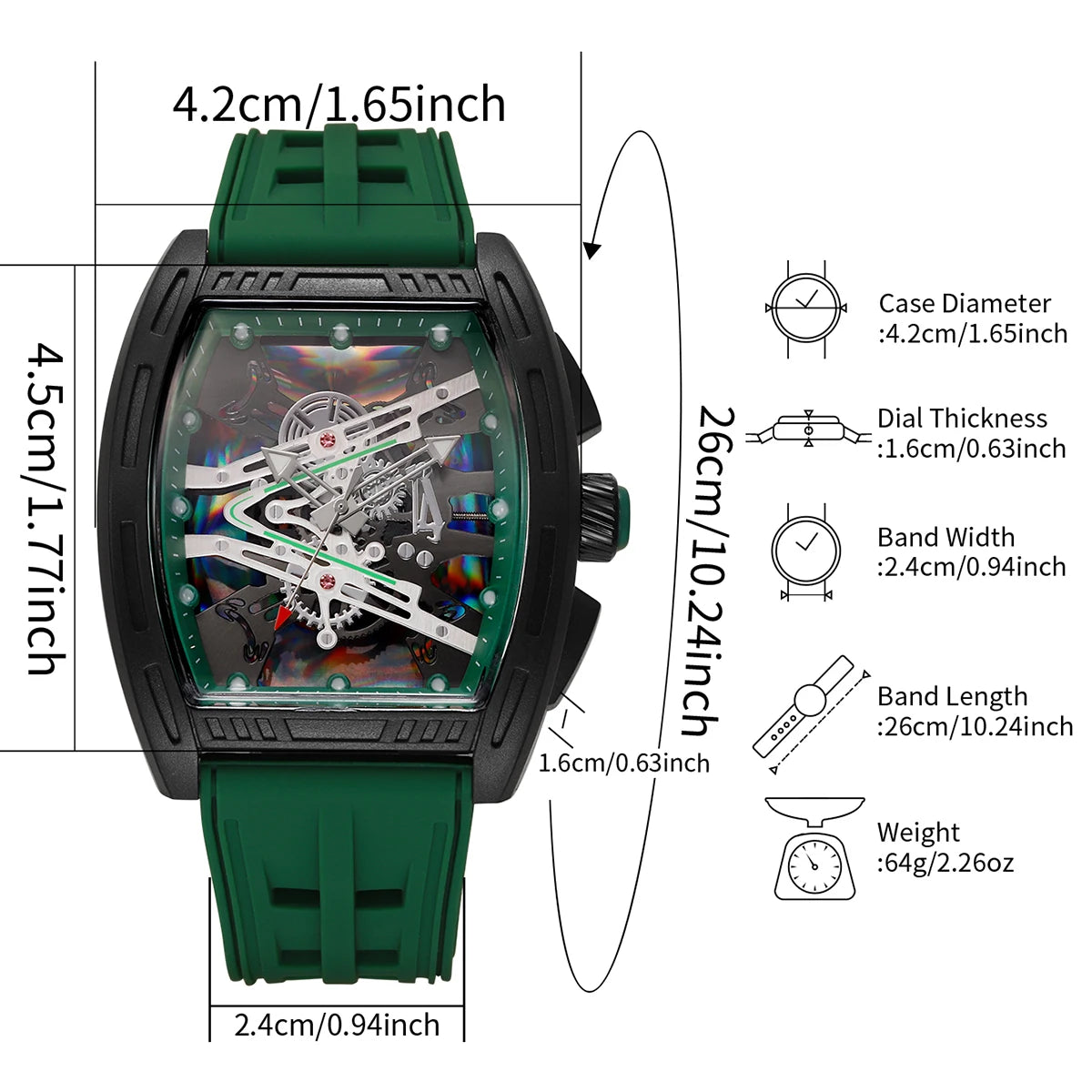 Fashion Large Dial Silicone Strap Men