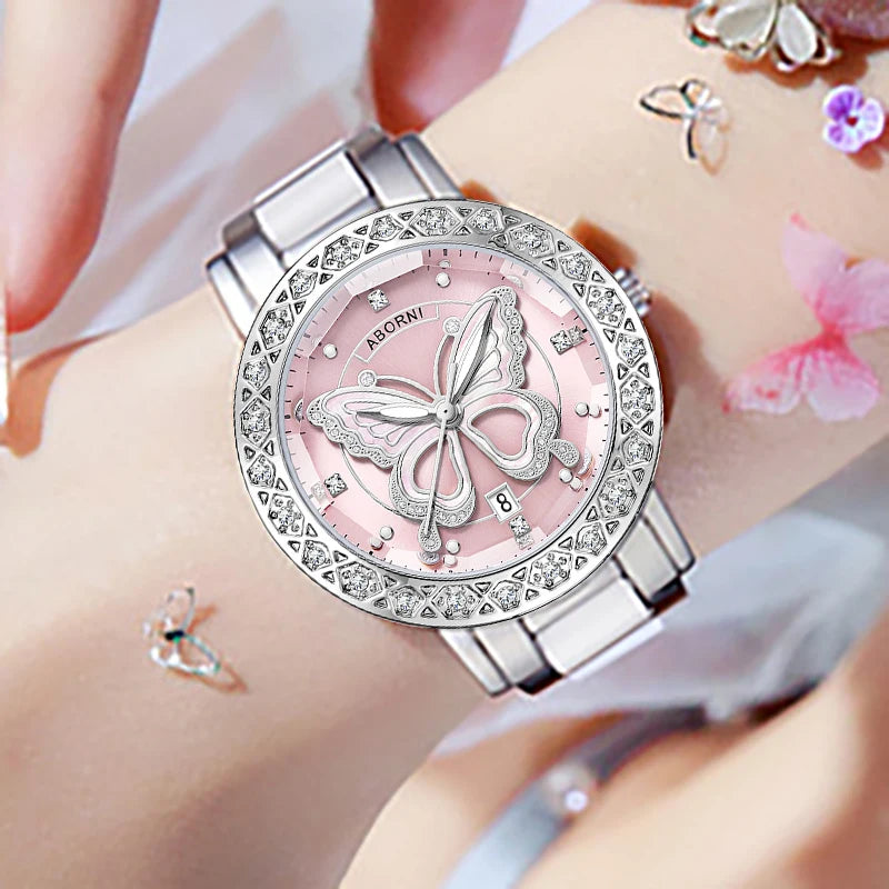 Elegant Silver &pink Women's watch