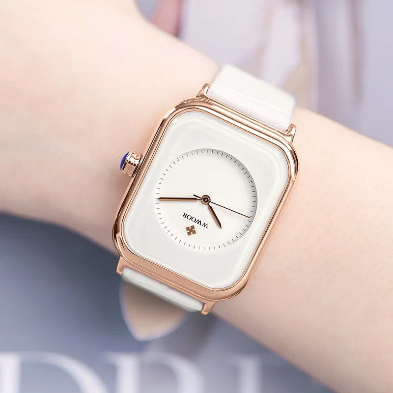 Fashion Women Watches 2023 WWOOR White Leather