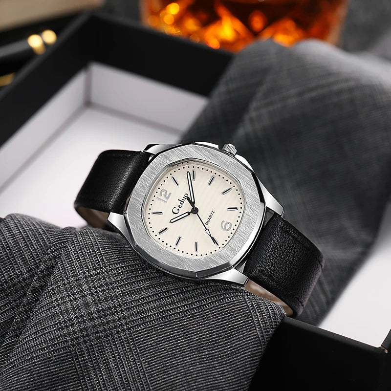 New Casual Leather Strap Men Sports Watch Quartz